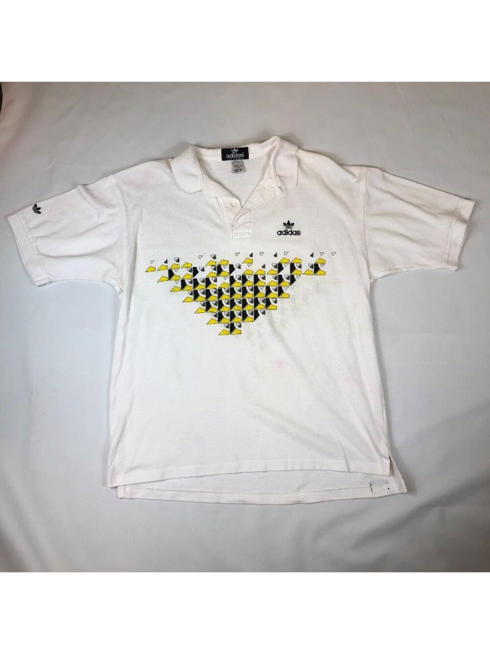 Vintage  Adidas Golf Mens White Pique Cotton Polo Size Large Made in USA